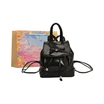 BRINCH PU Backpack Women's Black/Silver/Red/White