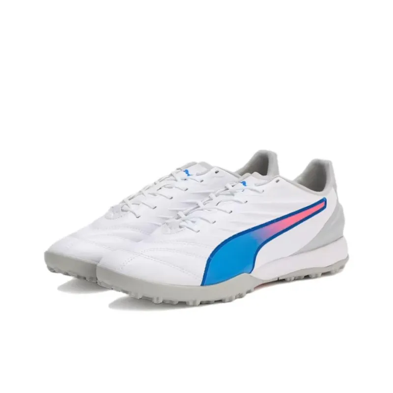 PUMA King Pro Slip-Resistant Soccer Shoes Men's White Blue-2