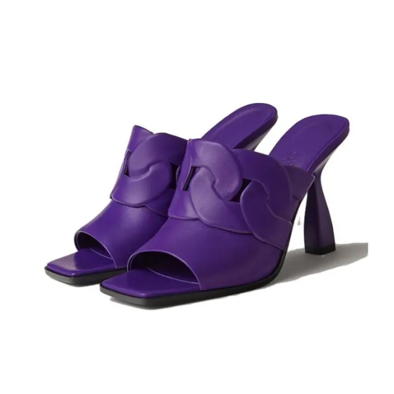 HERMES Hanna Slide Slippers Women's Purple-3