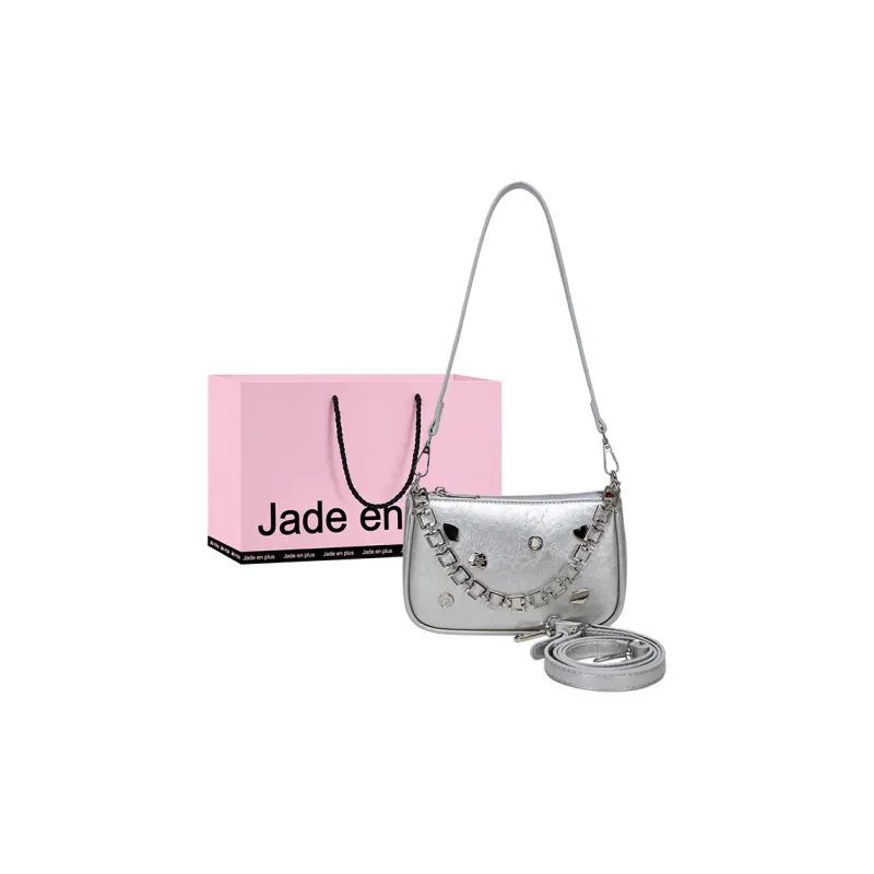 Jade En Plus Premium PU Handbag, Shoulder Bag, Crossbody Bag Regular Women's Black/White/Silver-12