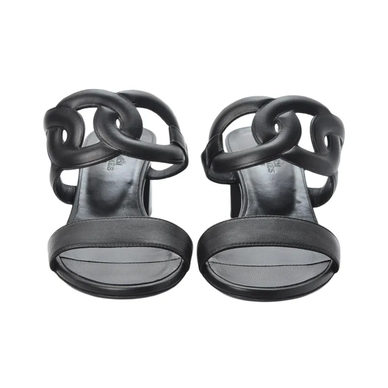 HERMES Bikini Slide Slippers Women's Black-4