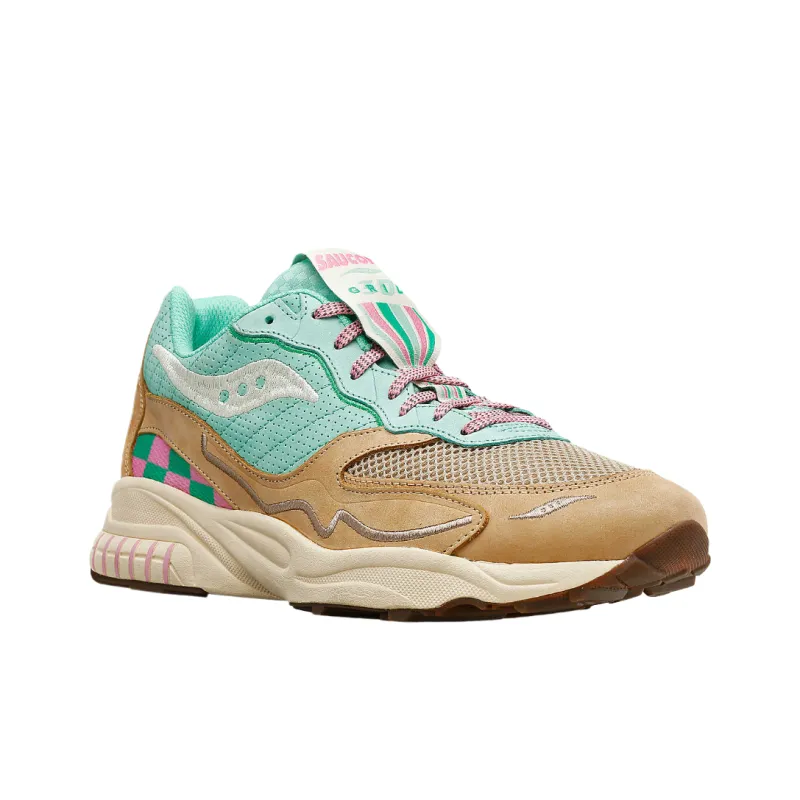 Saucony Slip Resistant Low Top Casual Shoes Unisex Brown Green-2