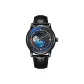 Black Case Black Dial Black Leather Strap