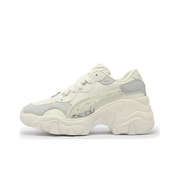 PUMA Pulsar Wedge Anti Slip Wear Resistant Low Top Chunky Sneakers Women's White Gray Silver