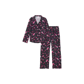 Victoria's Secret Pajama Set Women's Black Stars Floral Print