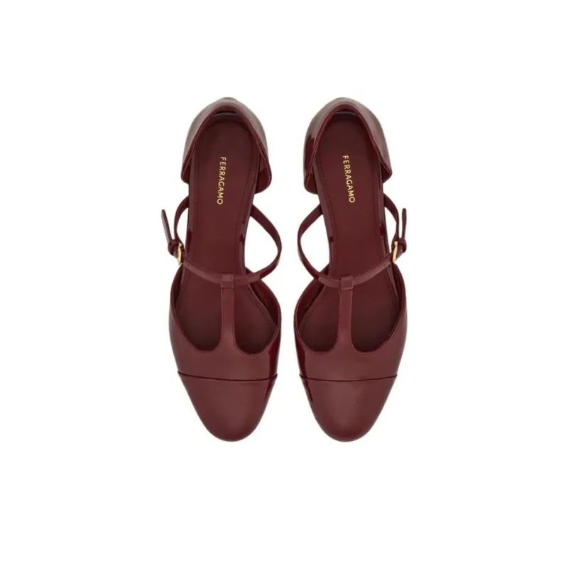 FERRAGAMO Gancin Casual Single Shoes Women's Red-3