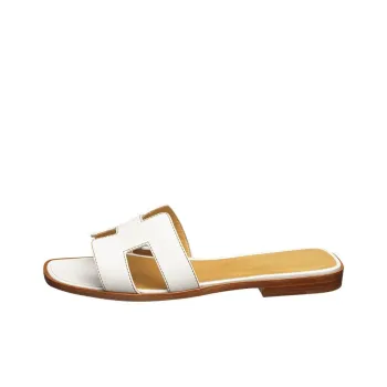 HERMES Oran Slip Resistant Slide Slippers Women's White Brown