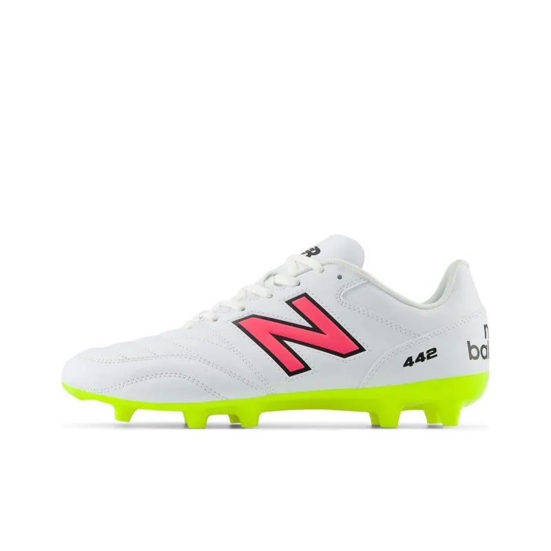 New Balance 442 V2 Anti Slip Wear Resistant Soccer Shoes Men's White Yellow-0