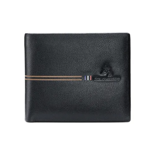 POLOMEISDO Top Grain Cow Leather Men's Practical Wallet Regular Men's Black Customizable Exclusive Greeting Card