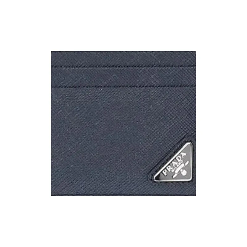 PRADA Leather Card Holder Card Holder Men's Blue-2