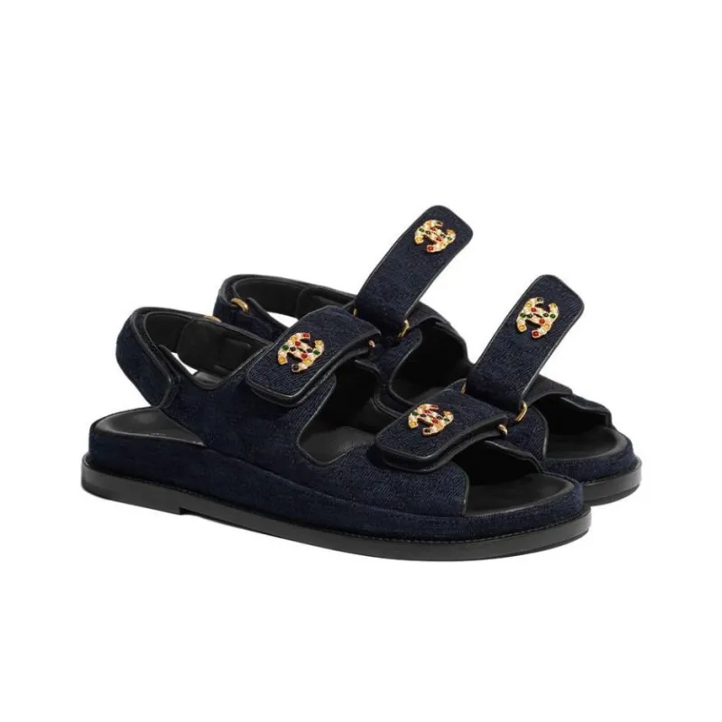 CHANEL Beach Sandals Women's Marine Blue-2