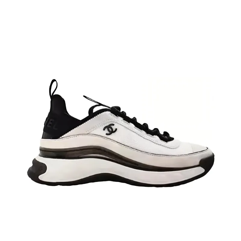 CHANEL Women's Velvet Calfskin & Mixed Fibers Sneaker 'White Black' Women's-1