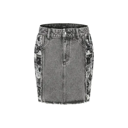 GIMING Denim Short Skirts Women's Gray