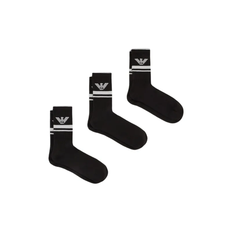 EMPORIO ARMANI Mid Calf Socks Men's 3 Pack Black-1