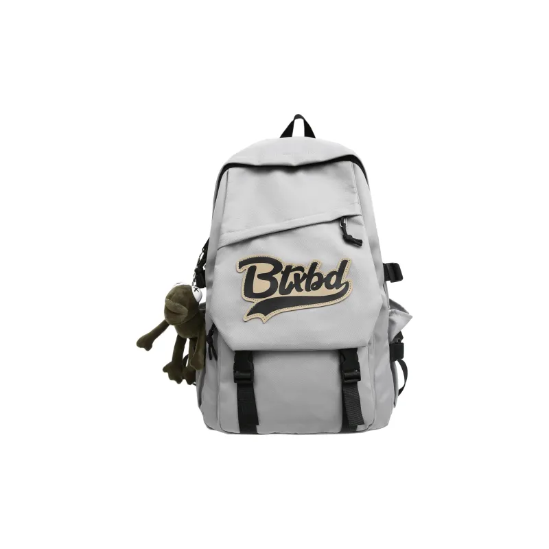 BAODIDAISHU Nylon Fabric Backpack Medium Size Unisex White/Gray/Black/Red-3