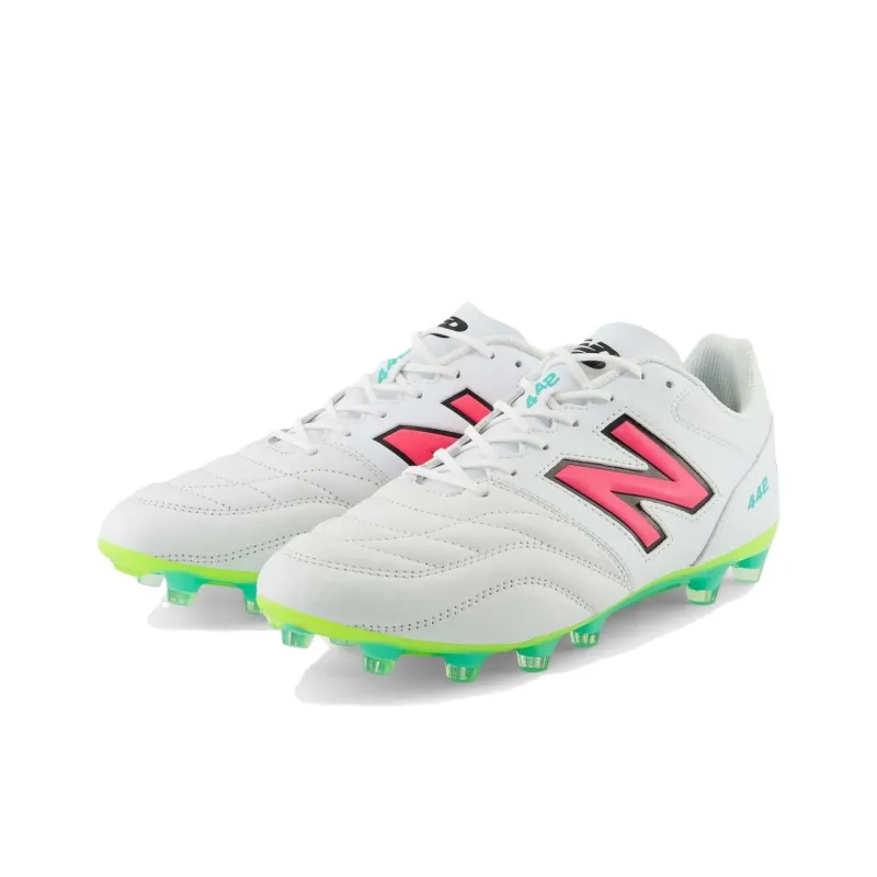 New Balance 442 V2 HG Rubber Short Studs Anti Slip Wear Resistant Soccer Shoes Unisex White Green-2