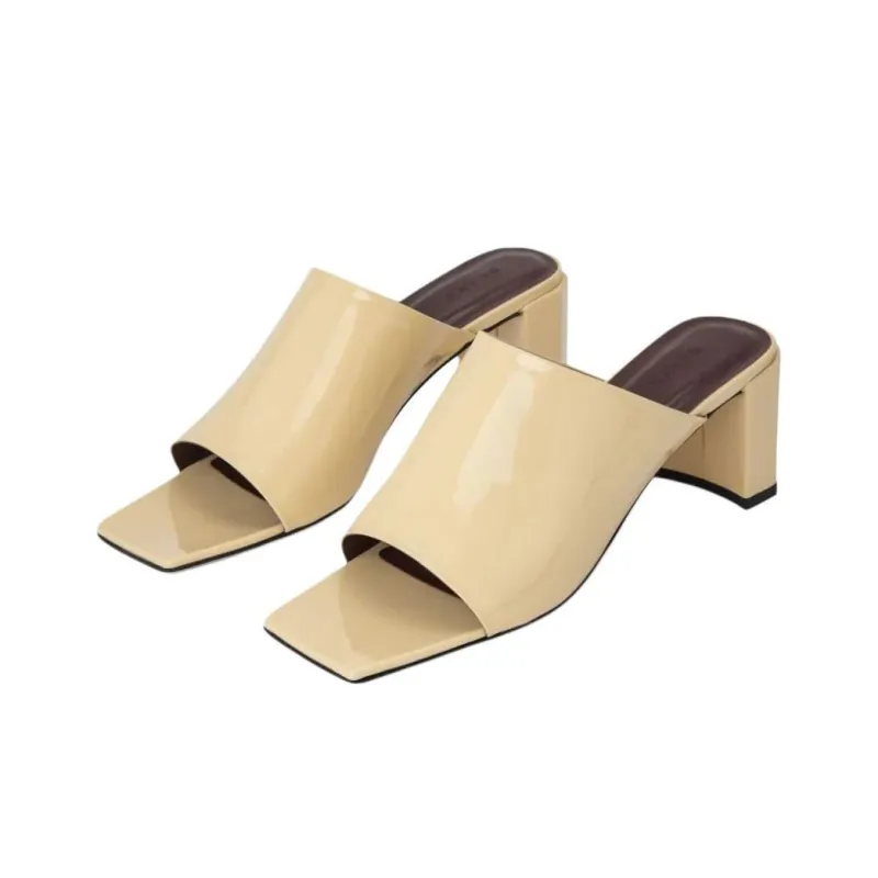 By Far Katya Parchment 60mm Leather Mules-3