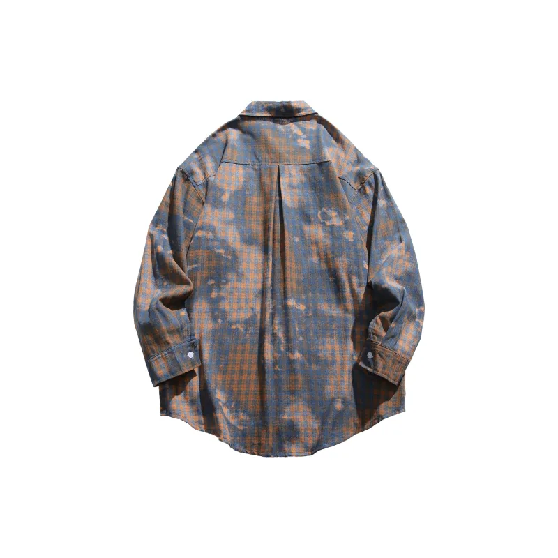CLOR Shirt Unisex Orange Blue Plaid-1