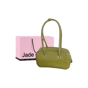 Jade En Plus PU Shoulder Bag Medium Size Women's Black/White/Green/Coffee