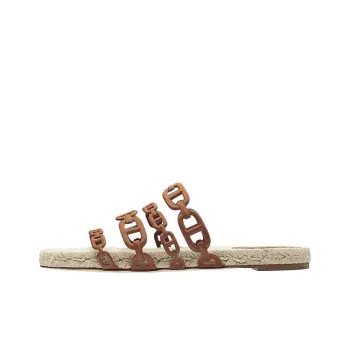 HERMES Ancone Slide Slippers Women's Gold Brown