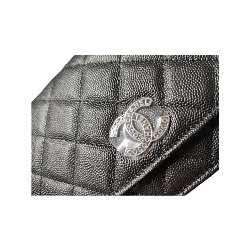 CHANEL Cow Leather Crossbody Bag, Shoulder Bag Women's Black-3
