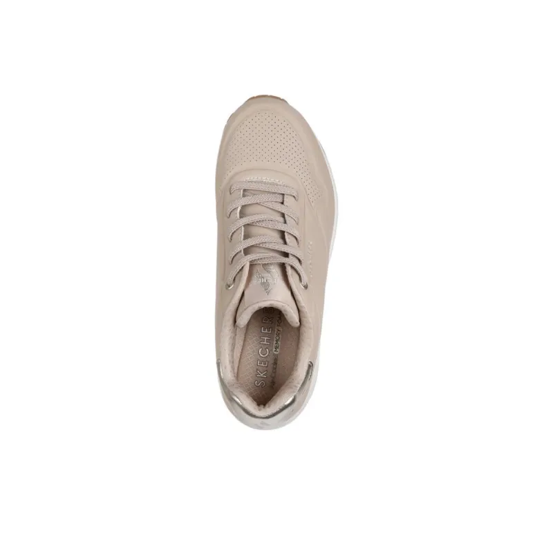 Skechers Uno Anti Slip Wear Resistant Low Top Casual Shoes Women's Nude-3