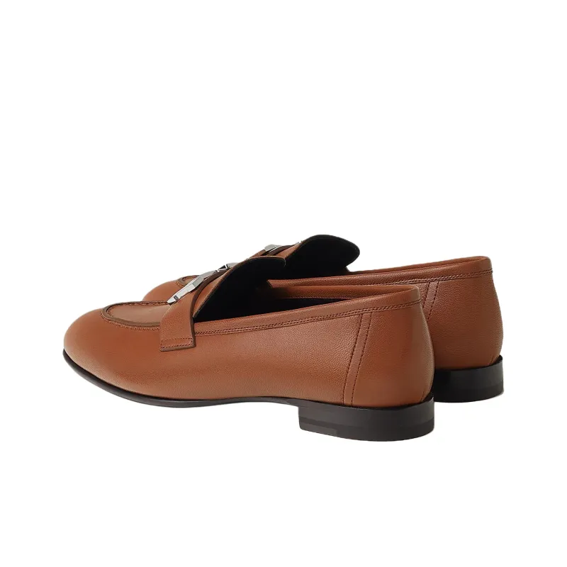 HERMES Paris Loafers Women's Dark Brown-2