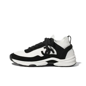 CHANEL Low Top Trainer White Black Women's