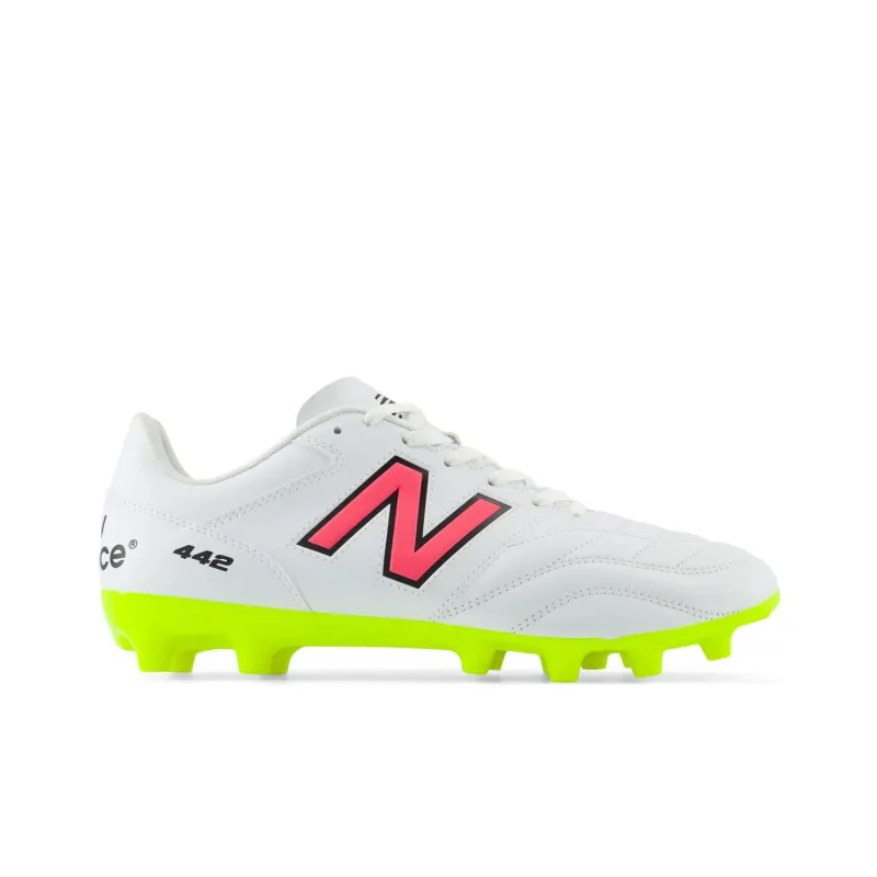 New Balance 442 V2 Anti Slip Wear Resistant Soccer Shoes Men's White Yellow-1
