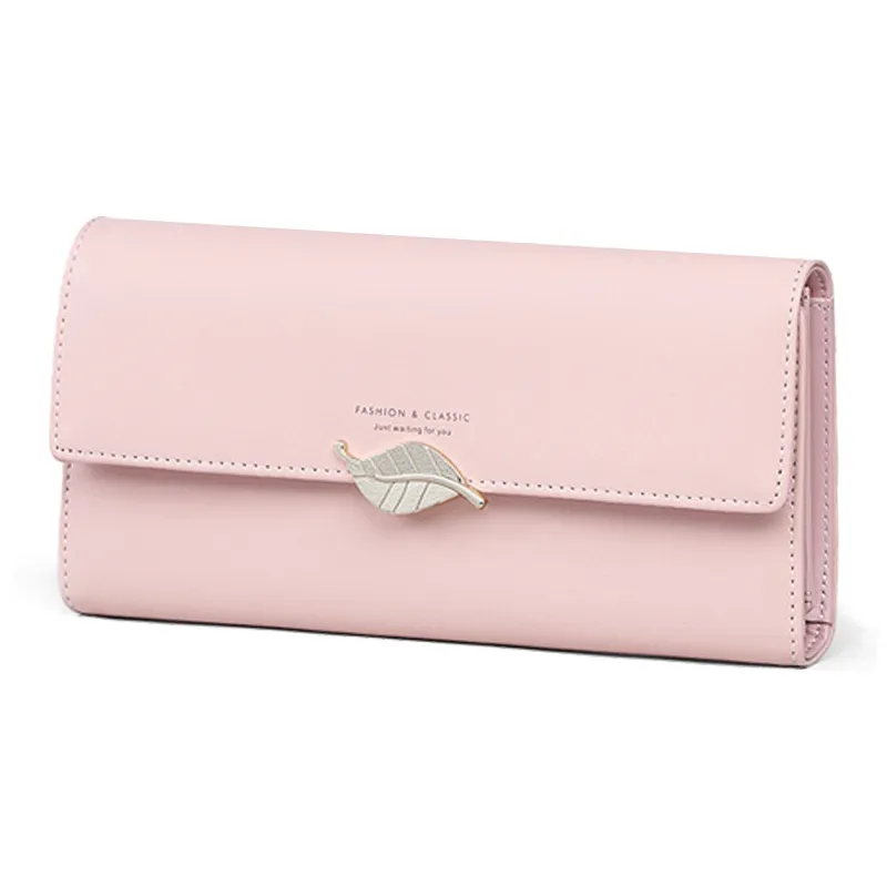 VINEY Cow Leather Wallet Handheld Coin Purse Regular Women's Pink/Light Blue-4