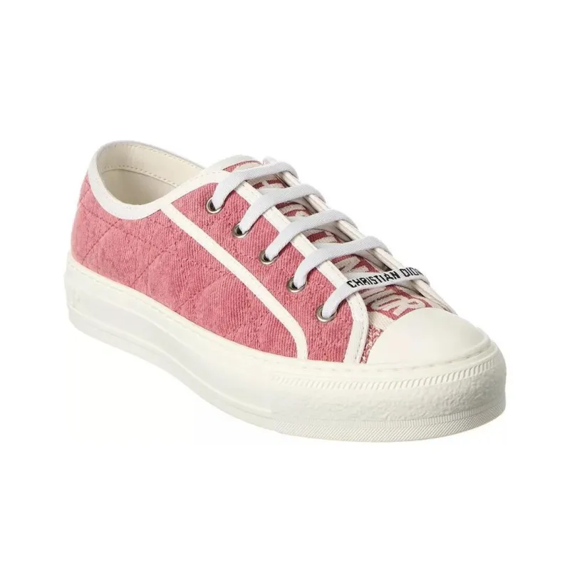 DIOR Walk'N'DIOR Low Top Pink Faded Cannage Embroidered Denim Women's-2