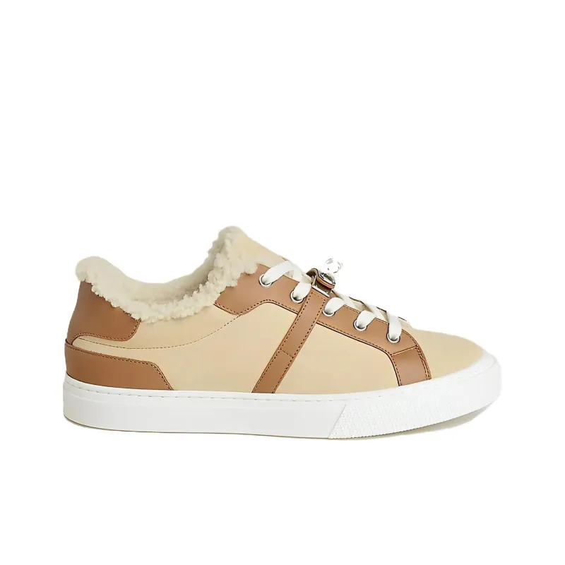HERMES Day Anti-Slip Wear-Resistant Low-Top Skateboard Shoes Women's Gold Beige-1
