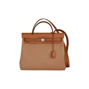 HERMES Herbag Cow Leather Shoulder Bag Crossbody Bag Handbag Unisex Milk Tea Beige/Light Tawny