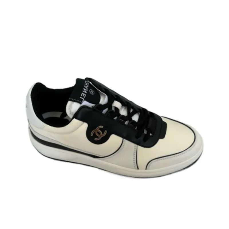 CHANEL Wear-Resistant Low-Top Skateboard Shoes Men's White-1