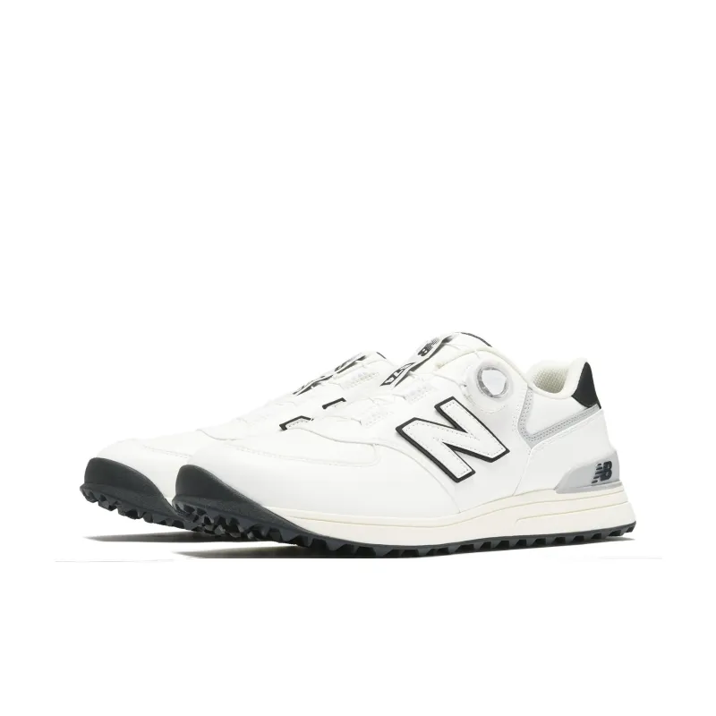 New Balance NB 574 V3 Anti Slip Wear Resistant Low Top Golf Shoes Unisex White Black-2