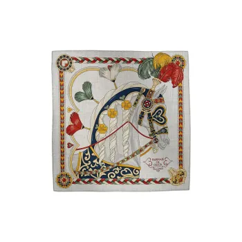 HERMES Cashmere Knit Scarves Unisex Gray