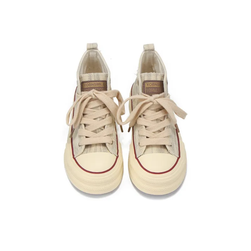 Yobn Anti Slip Wear Resistant High Top Skateboard Shoes Women's Starlight Gold-5