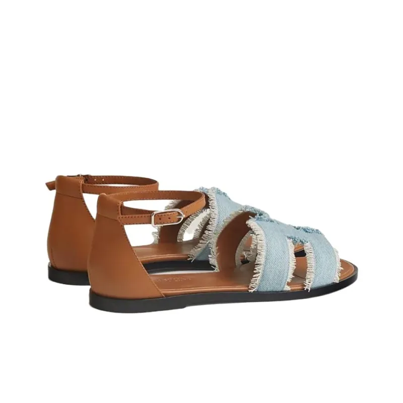 HERMES Santorini Strap Sandals Women's Brown-3