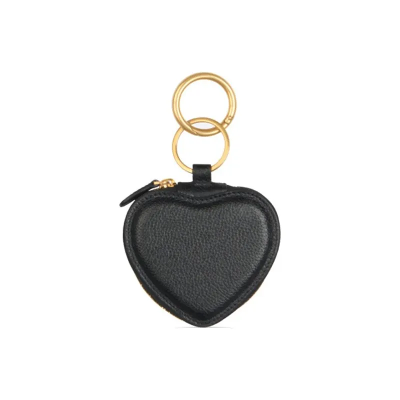 Balenciaga Grained Cow Leather Key Ring Key Pouch Women's Black-1