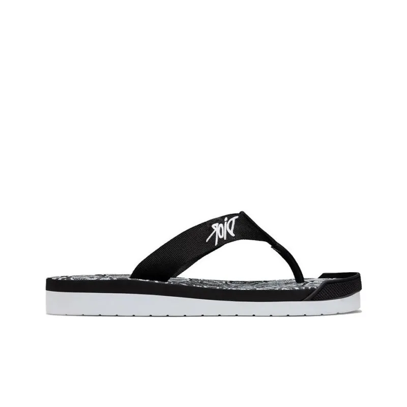 DIOR And Shawn Embroidery Flip Flops White Black-1