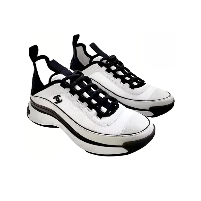 CHANEL Women's Velvet Calfskin & Mixed Fibers Sneaker 'White Black' Women's-2