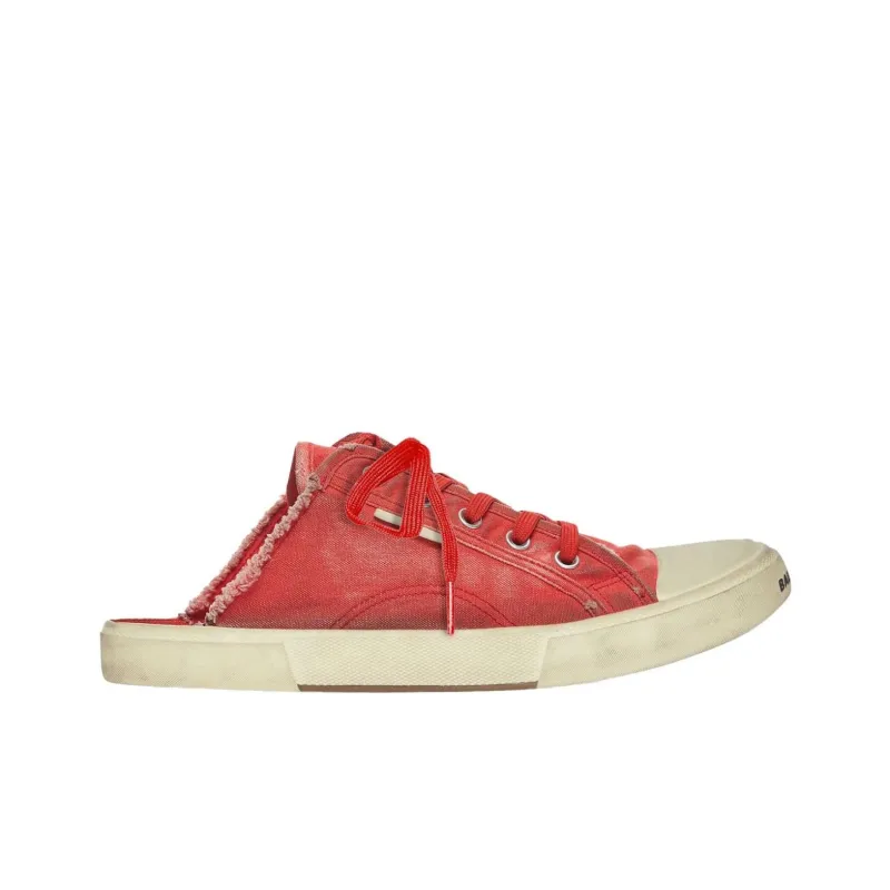 Balenciaga Paris Mules 'Red Destroyed Cotton And White Rubber' Women's-1