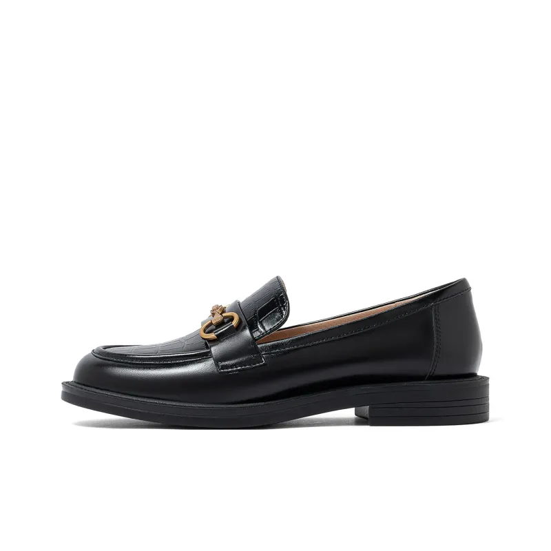 COMELY Loafers Women's Black/Black Crocodile Pattern Leather-6
