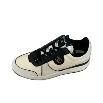 CHANEL Wear Resistant Low Top Skateboard Shoes Women's White Black