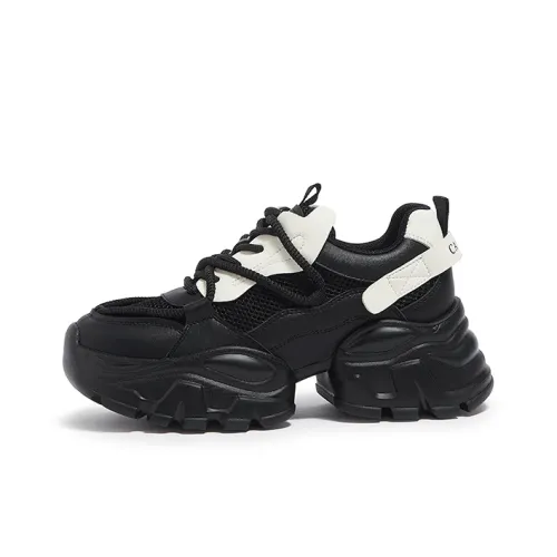 CAMEL Chunky Sneakers Women's Low Top Black Rice/Apricot