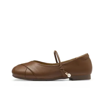 HLA Women's Casual Shoes Low Vamp Flat 'Grandma Shoes' One Strap Low Heel Soft Leather Gommino Loafers Women's