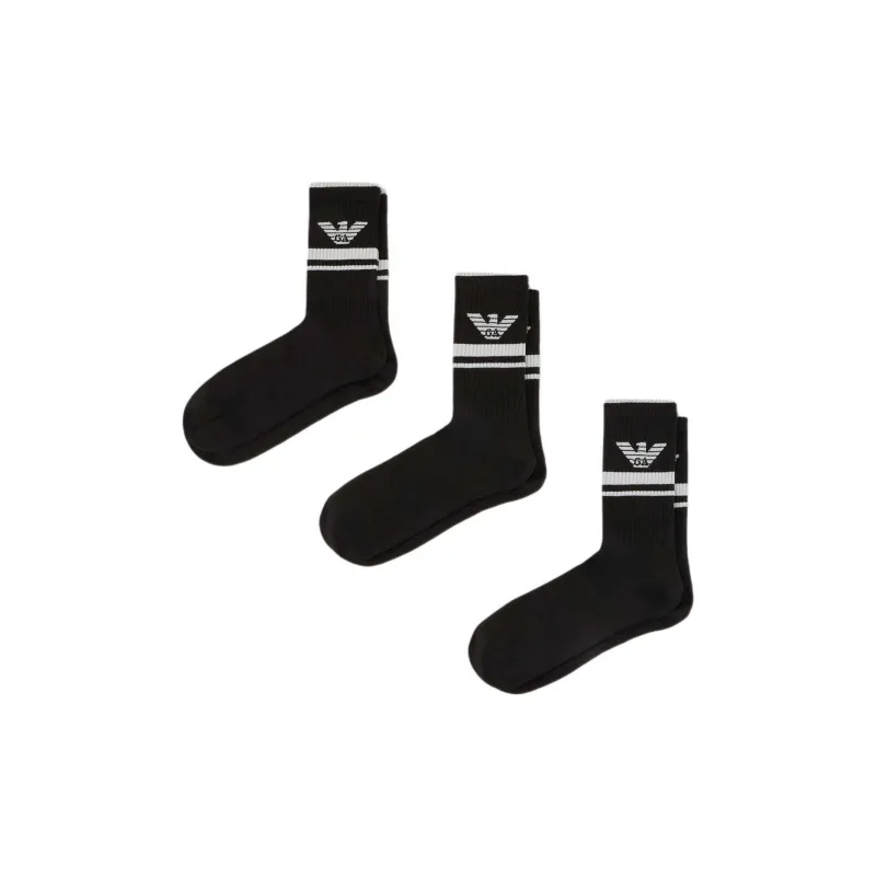EMPORIO ARMANI Mid Calf Socks Men's 3 Pack Black-0