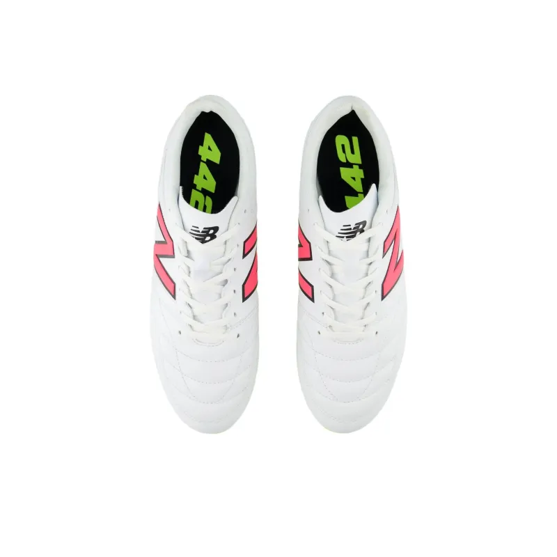 New Balance 442 V2 Anti Slip Wear Resistant Soccer Shoes Men's White Yellow-3