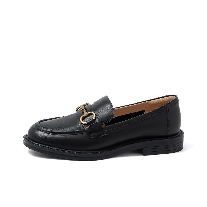 COMELY Loafers Women's Black/Black Crocodile Pattern Leather-1