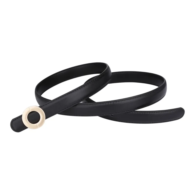 Jaylen Oos Vintage Soft Comfortable With A Luxurious Feel Top Grain Cow Leather Leather Belts Women's Black Width  2cm-3